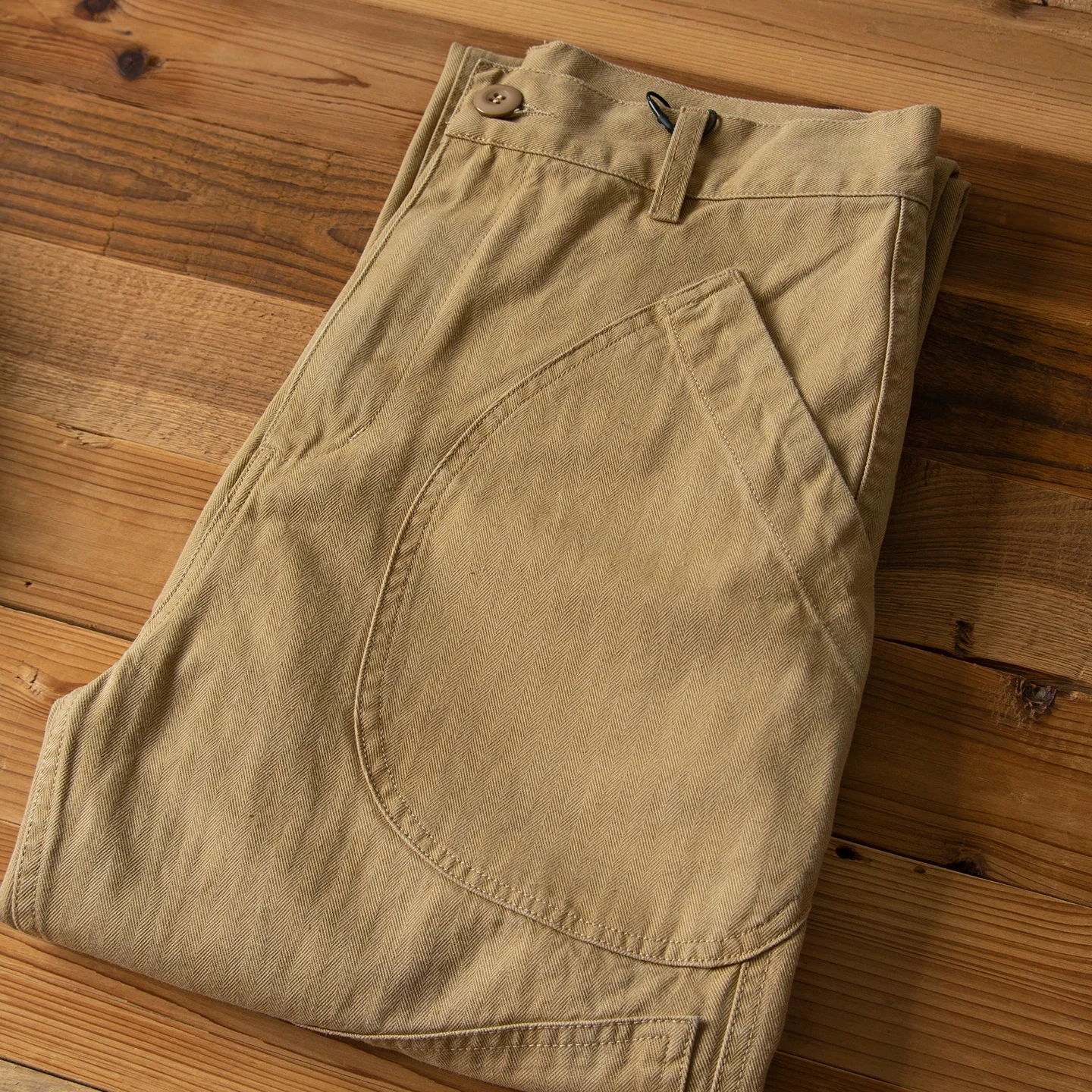 

N-1D Autumn Winter New All-Cotton HBT Thick Herringbone WWII-Style American Retro Straight-Leg Deck Pants (Amekaji Long Pants)