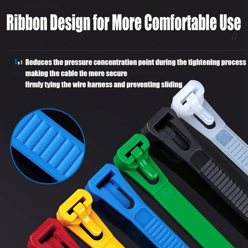 SEWS-100PCS Buckle Self-Locking Premium Nylon Cable Wire Ties,8 X 200Mm Adjustable Reusable Nylon Strap With Buckle