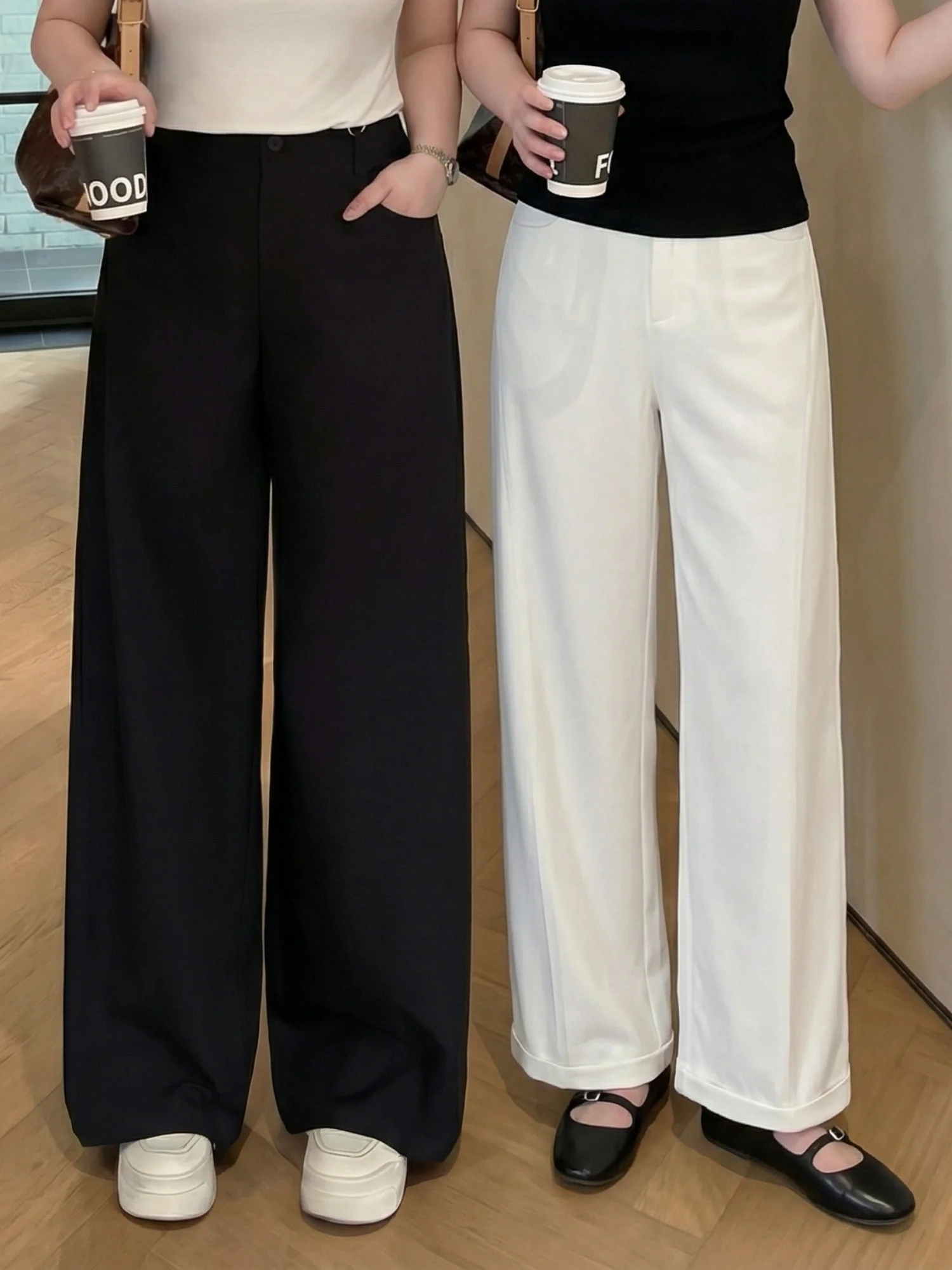 

High Waist Wide Leg Workwear Pants Elastic Waist Casual Commute Style Spring New Arrival plus Size Women's Fashion