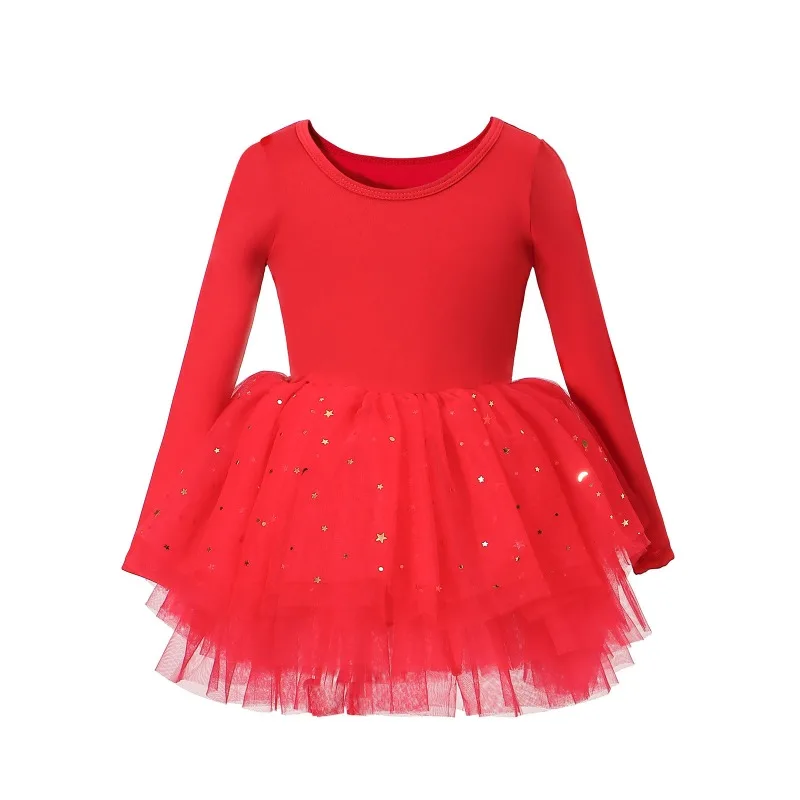 

Girls Ballet Dress Dance Performance Costumes Children's Ballet Tutu Dresses Long Sleeved Dance Wear Christmas Kids Clothes