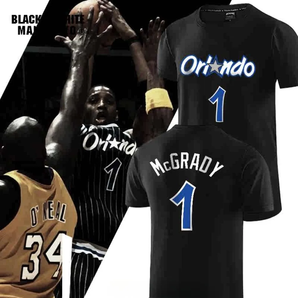 Magic McGrady O 'Neal 260 of Grams Heavy Cotton! Orlando Vintage Oversize Hiphop Street T-shirt Men's Women's Short-Sleeved Tops