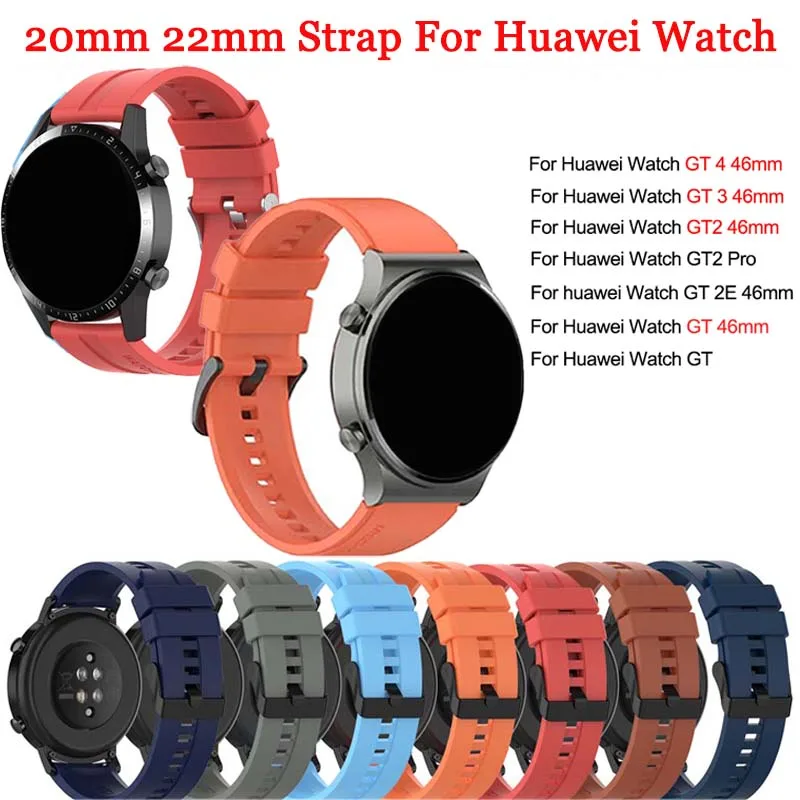 20mm 22mm Silicone Band Sport Strap Bracelet for Huawei Watch GT4 46mm GT3 SE GT2 42mm 46mm / GT 2 2e Pro 3 | Durable