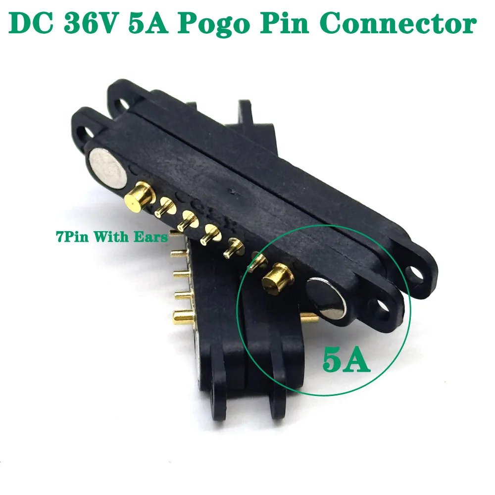 

1sets 5A 36V DC Magnetic Pogo Pin Connector 7Pin With Ears Waterproof Pogopin Male Female Spring Loaded DC Power Socket