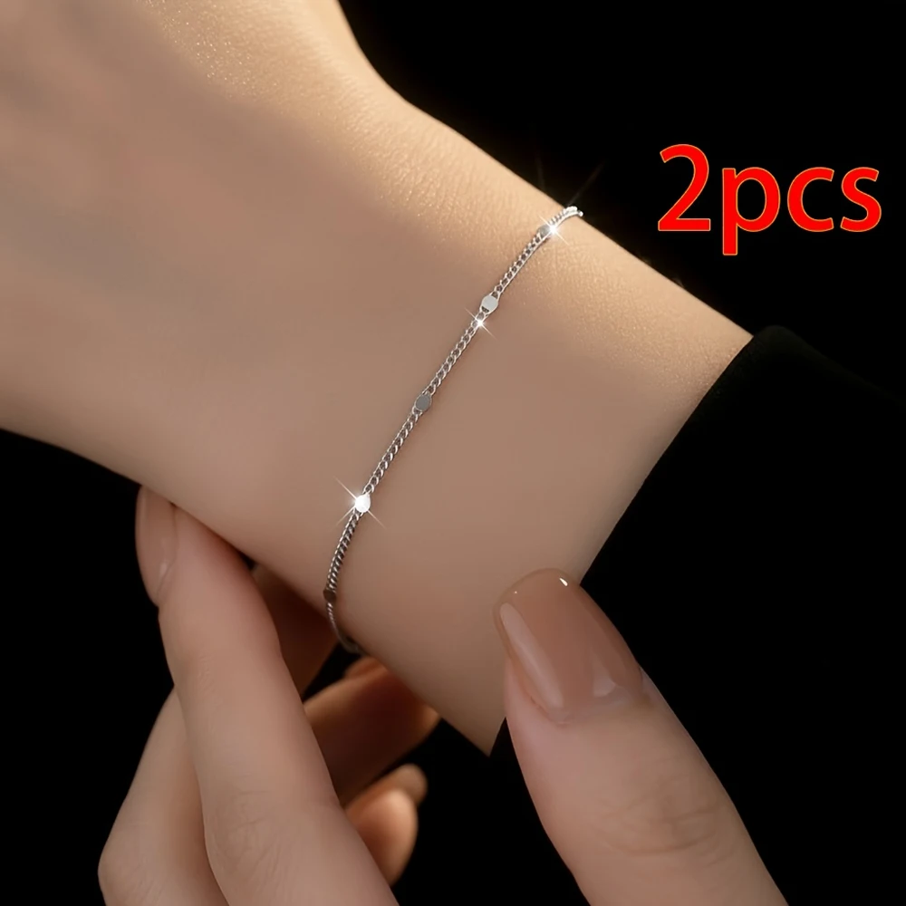 2 pieces of 304L stainless steel 18k gold-plated women's bracelets, cute tennis bracelets, exquisite stainless steel jewelry for women, stylish and elegant design, suitable for all seasons. Very suitable for daily outi