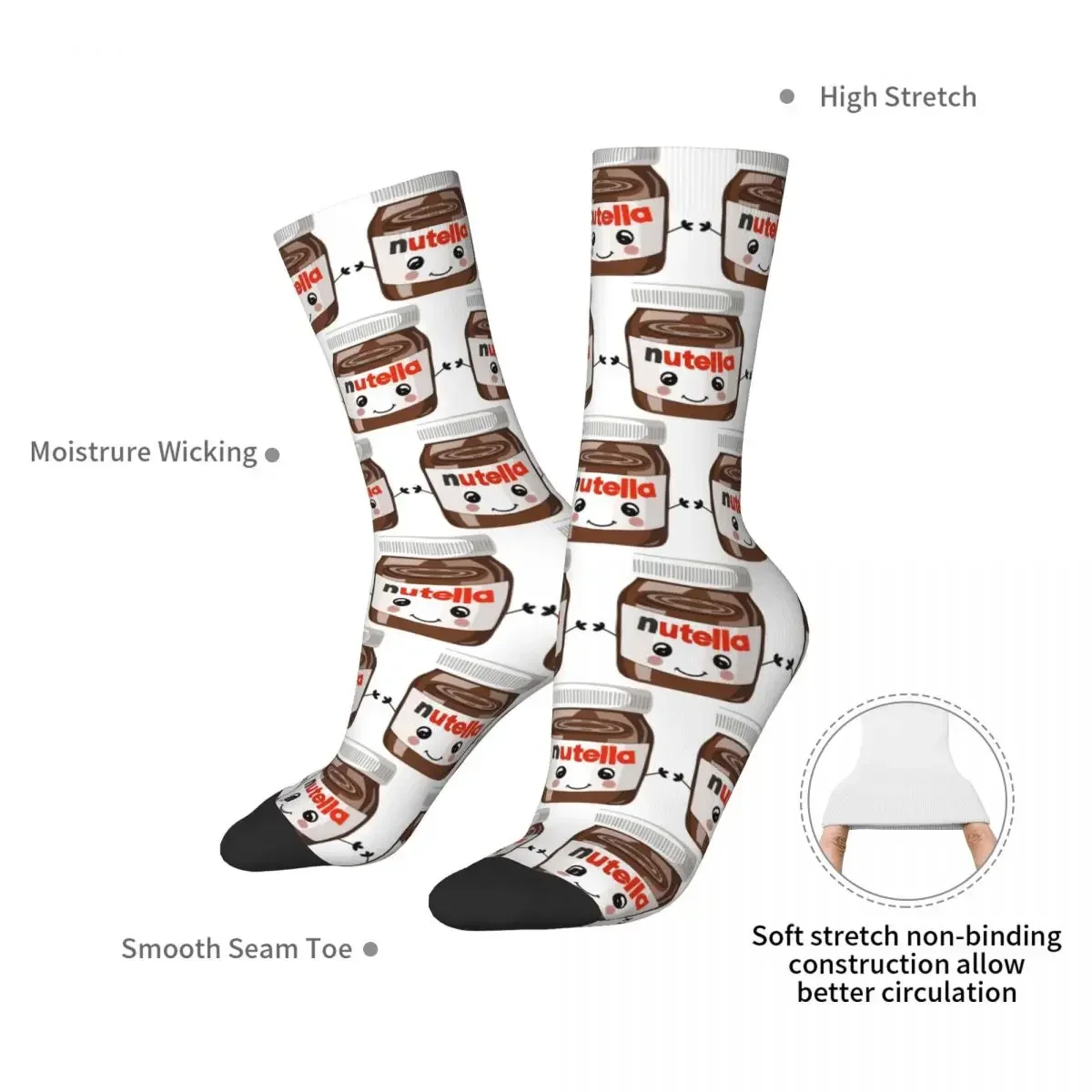 Nutella Cutie Socks Harajuku Super Soft Stockings All Season Long Socks Accessories for Man's Woman's Gifts