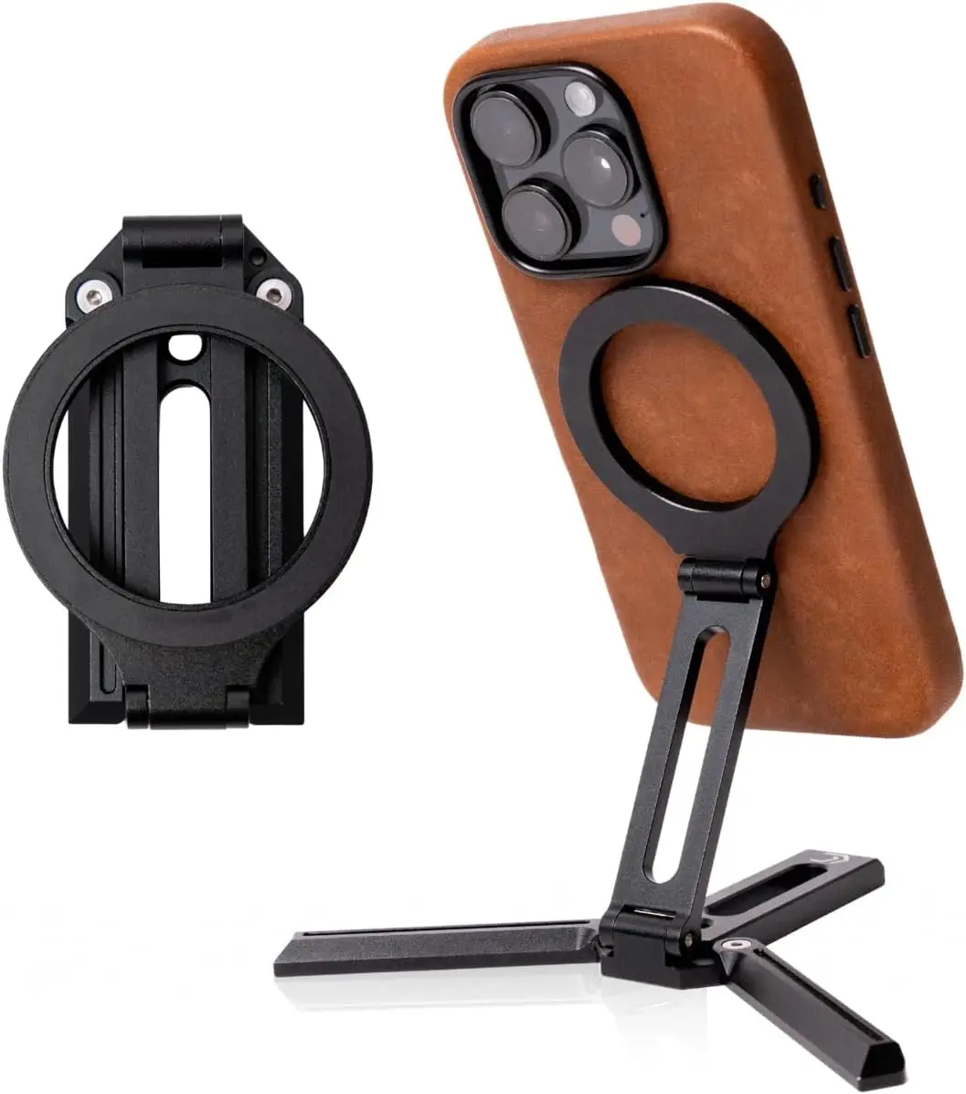 

Magnetic Foldable Phone Tripod Stand with Adjustable Angle, Strong Grip for Smartphones, Portable Holder