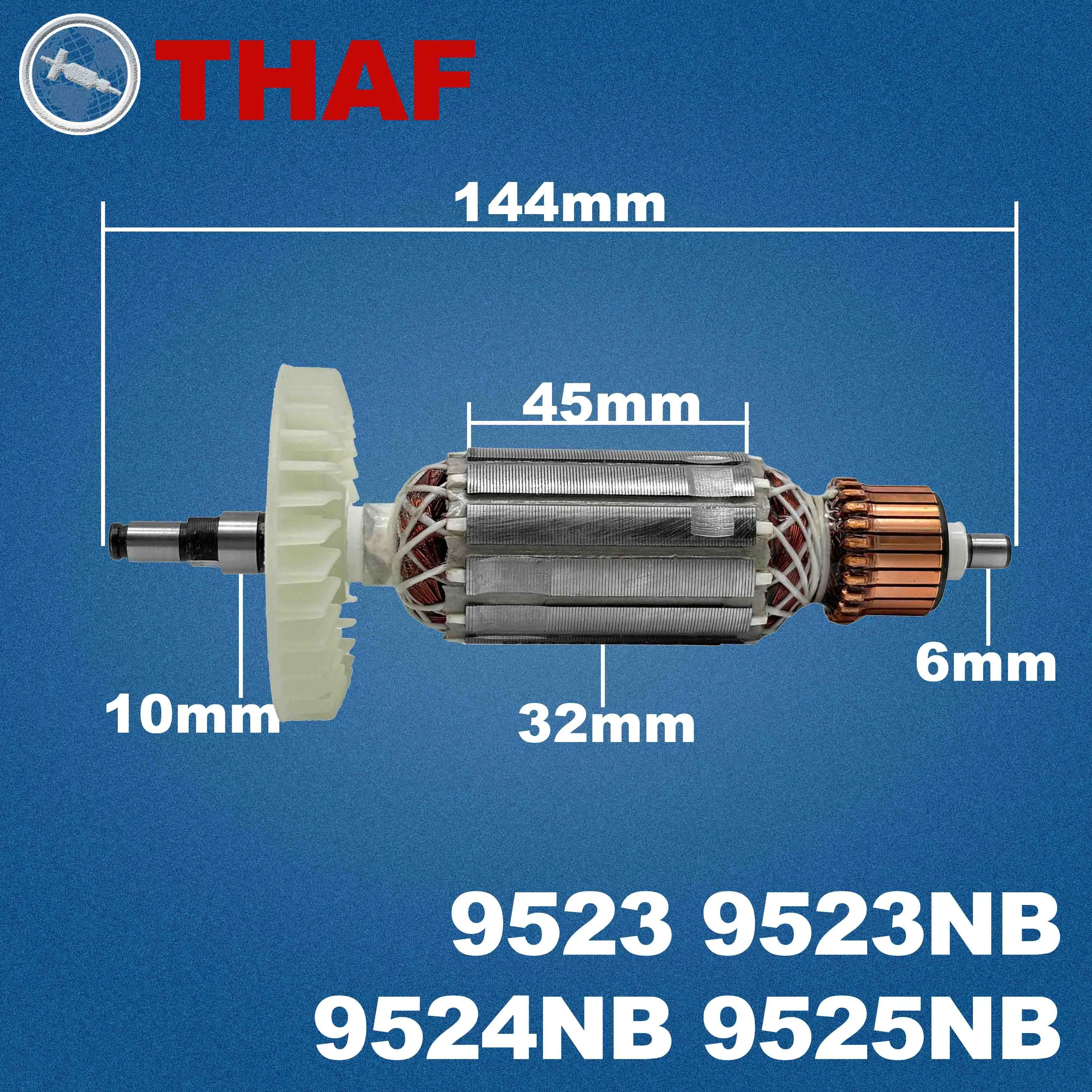 AC 220V 240V 9523 9523NB 9524NB 9525NB Armature Rotor For MAKITA Angle Grinder Spare Parts Grinder 517168-0