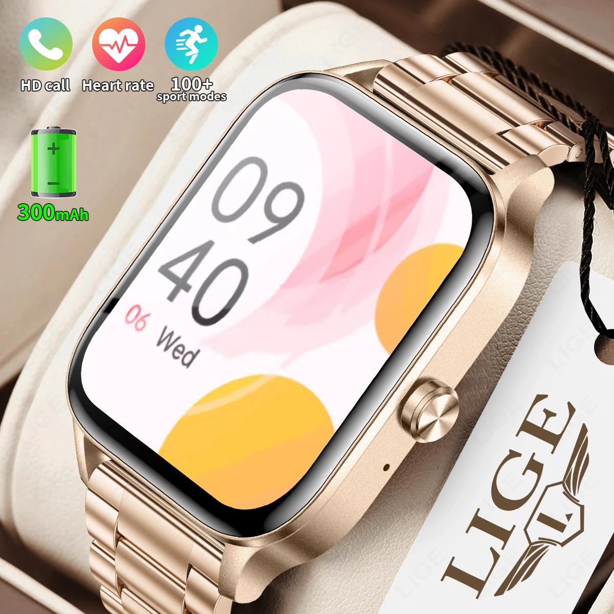 

LIGE Fashion Smart Watch Men 12mm Thickness Sports Reloj Women Heart Rate Monitor IP68 Waterproof Bluetooth Call Smartwatch 2024