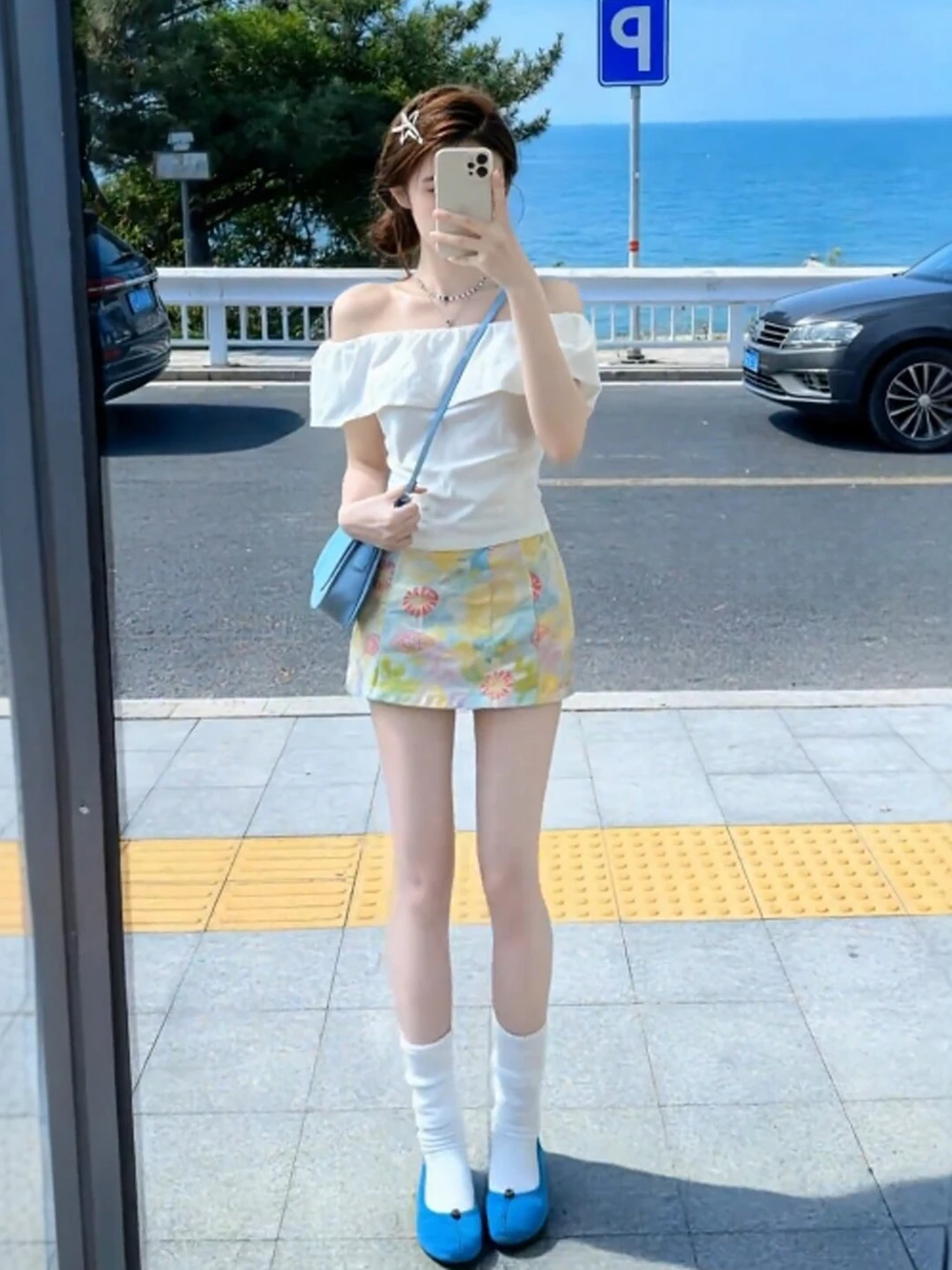 

Unique oulder Baring Top And High Waist Skirt Two Piece Set Comfortable Cotton Summer Faion Ensemble Age Defng Outfit