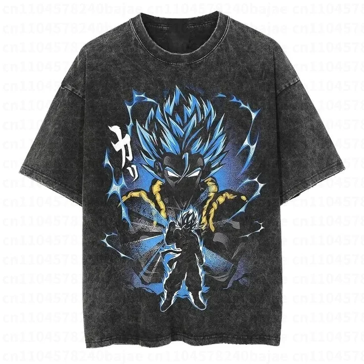 Camisetas Vintage Dragon Ball 2026, Camisetas de Manga Corta Unisex Extra Grandes de Algodón Lavado, Camisetas de Anime Goku Majin Boo Gohan para Hombre