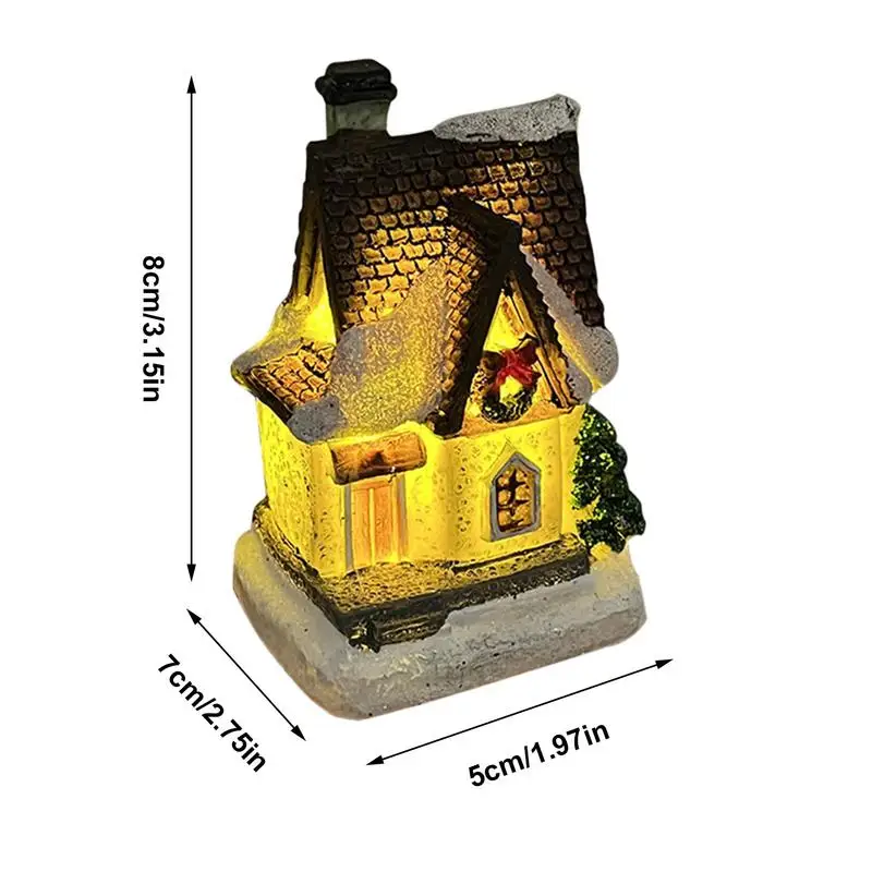ตุ๊กตาคริสต์มาส Vintage Miniature House โคมไฟความงามแบตเตอรี่ดําเนินการโคมไฟข้างเตียงสะสมอาคารตาราง