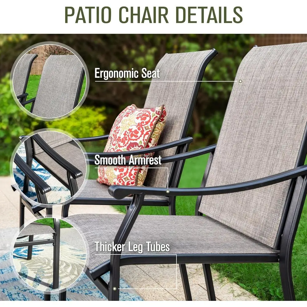 Patio Dining Set 9 Pieces, 8 Quick Dry Textilene Chairs and 1 Large Square Outdoor Dining Table, All-Weather Patio urniture or L