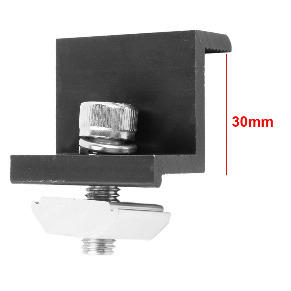 Lot De 4 Supports Pinces Centrales 30 Mm Pour Panneaux Solaires – Alliage Aluminium Noir, Fixation Solide Pour Modules PV Encadrés