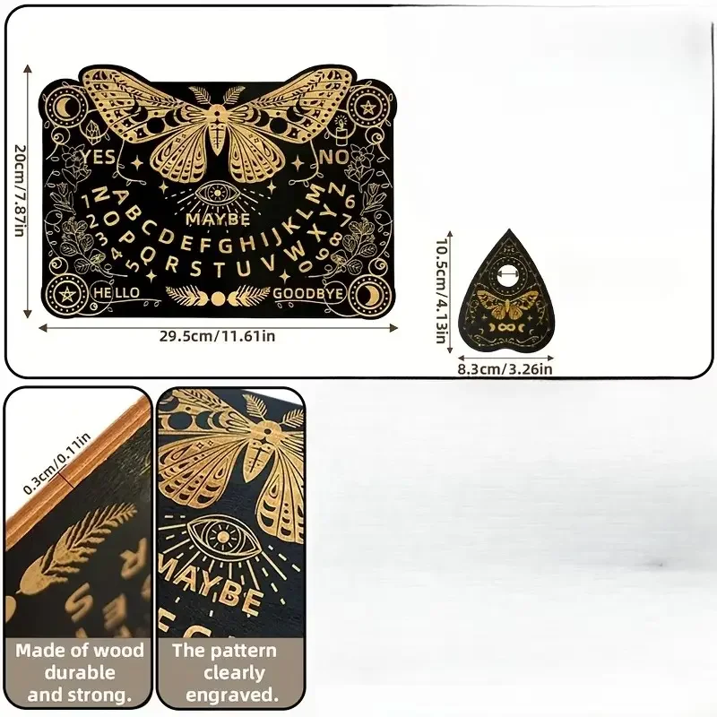 2D Flat Talking Butterfly Board, Supernatural Message Divination Board, Wooden Mediumship Board, Witchcraft Altar Set, Wood Engraving Craft