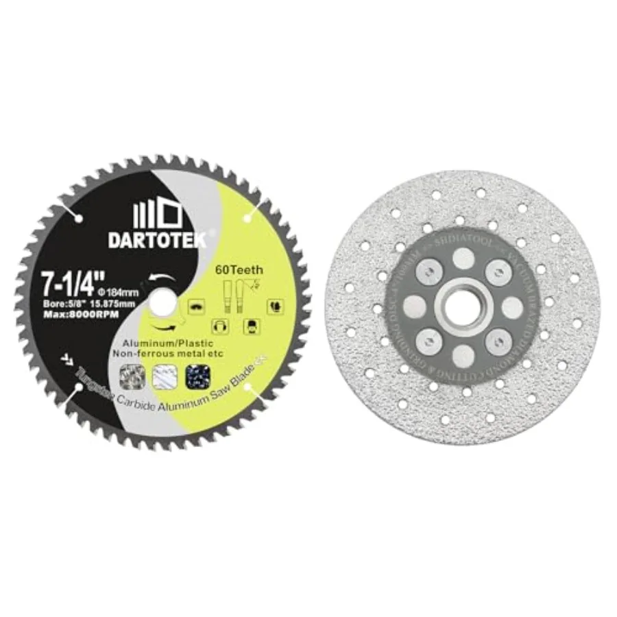 

7-1/4"/184mm Aluminum Cutting DiscCircular Saw Blade 60T TCT Cut Off Wheel for Aluminum Plastic with 5/8" Arbor for Circular sa