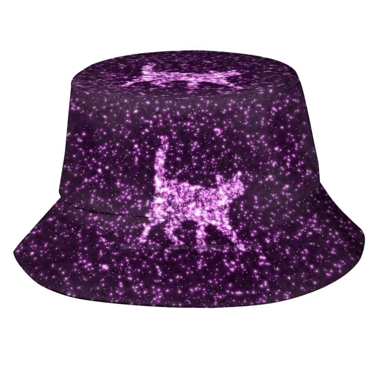 Star Sign Cat Foldable Panama Bucket Hat Cap Pink Glitter Pink Heart Hearts Pink Disco Glitter Heart Disco Heart Glamour Famous