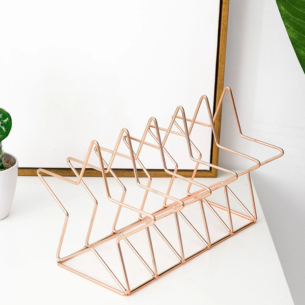 

Wrought Iron Bookshelf Organizer Rack Desk Simple Holder Storage Desktop Office