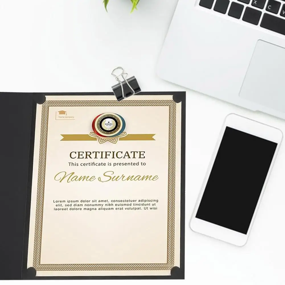 Gold Foil Border Covers para Certificado, Prêmio Cardstock, Documentos de Graduação, 12.6x9.45 Polegada Papel, Preto, Titulares do certificado, 10 pcs