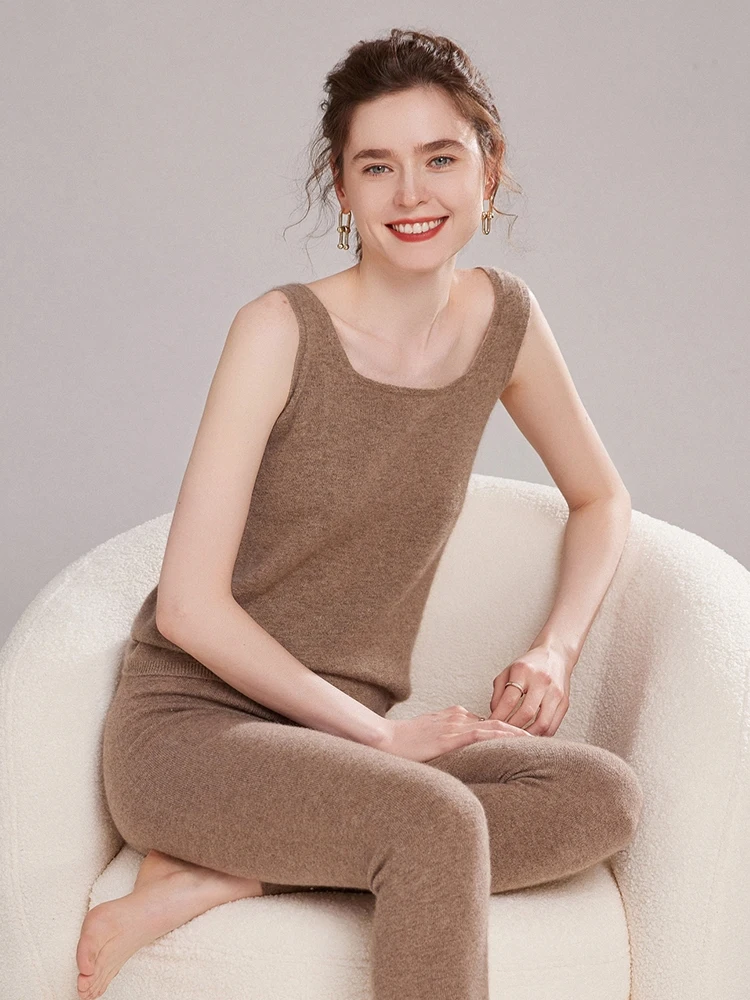 

CHICUU Women Basic Cashmere Vest 100% Cashmere Knitwear Soft Warm Vest Autumn Winter Cashmere Sweater Tops