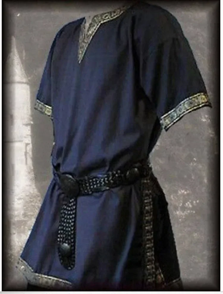 Medieval Renaissance Costumes Men Cosplay Nobleman Tunic Aristocrat Chevalier Warrior Halloween No Belt Clothing