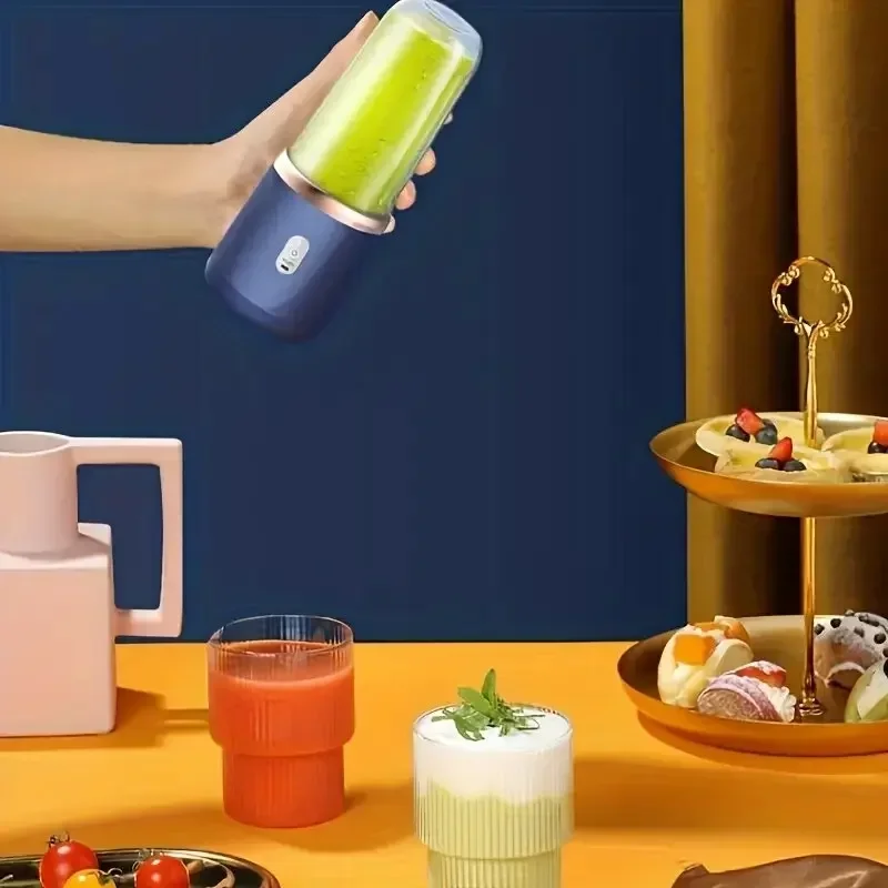 1set-New Portable Juicer with 2 Cups, USB Rechargeable Mini Blender, Fresh Juicer Cup, Personal Sized Smoothie Blender