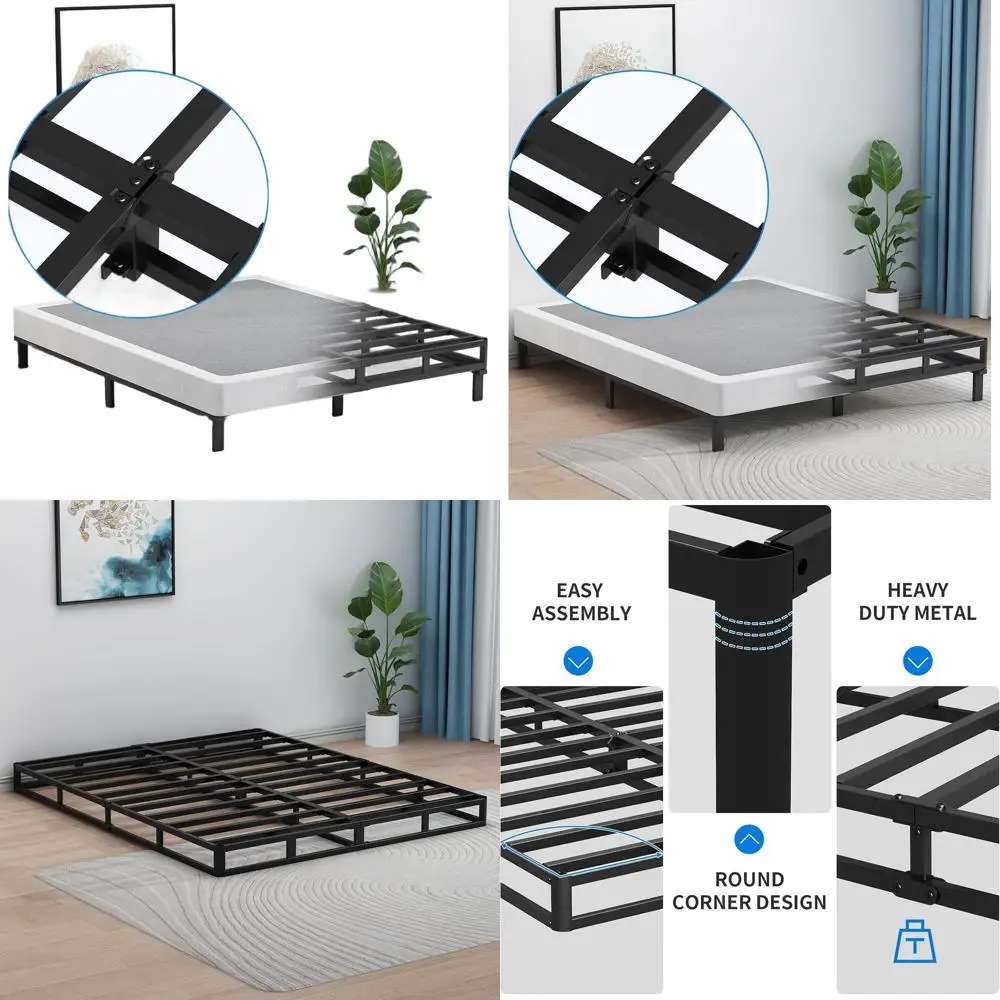 

Queen Size 5 Inch Low Profile Box Spring, 3500lbs Support, Heavy Duty Metal, Noise-Free, Non-Slip, Easy Assembly, Washable Cover