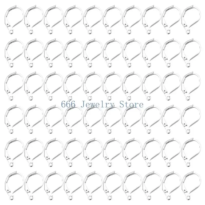 F2TD Leverback Ear Wire Findings for DIY Earrings, 60 Piece Metal Hook Set with Hanging Loop for Drops and Jewelry Repair