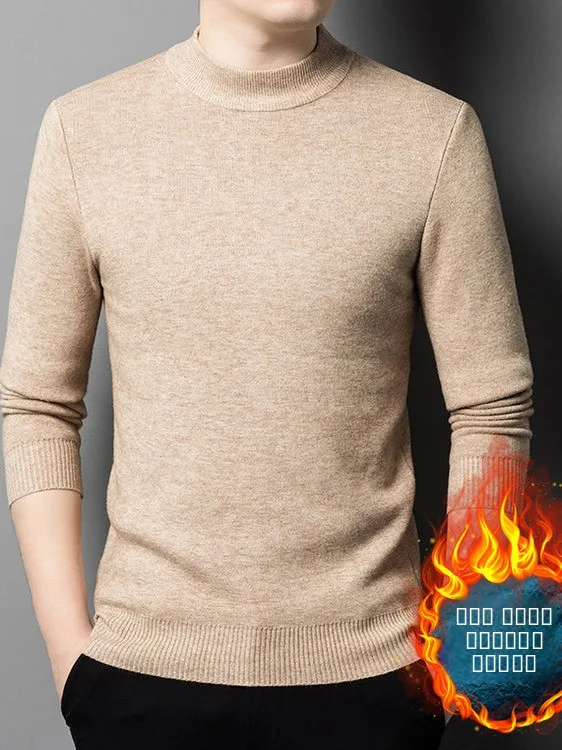 

Loose Fit Men's Knitted Wool Sweater Thiened Fce f High Collar Winter New Sle Color Casual Wear Home Comfortable