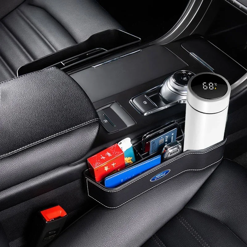 Multifunctional AMG Badge Car Seat Crevice Storage Box Seat Gap Slit Pocket Manager For Ford Mk2 Mk3 Mk4 Mk5 Mk7 Fiesta FOCUS 2