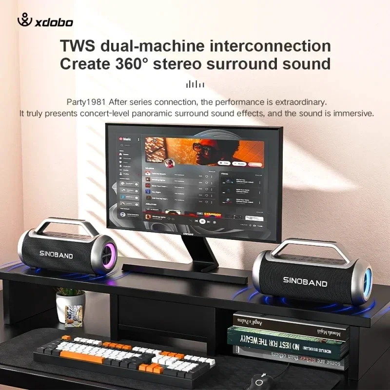 Xdobo 120w wasserdichter Außen lautsprecher 12000mAh Akku HiFi-Super-Bass tragbarer Subwoofer drahtlose Bluetooth-Sound box mit Mikrofon