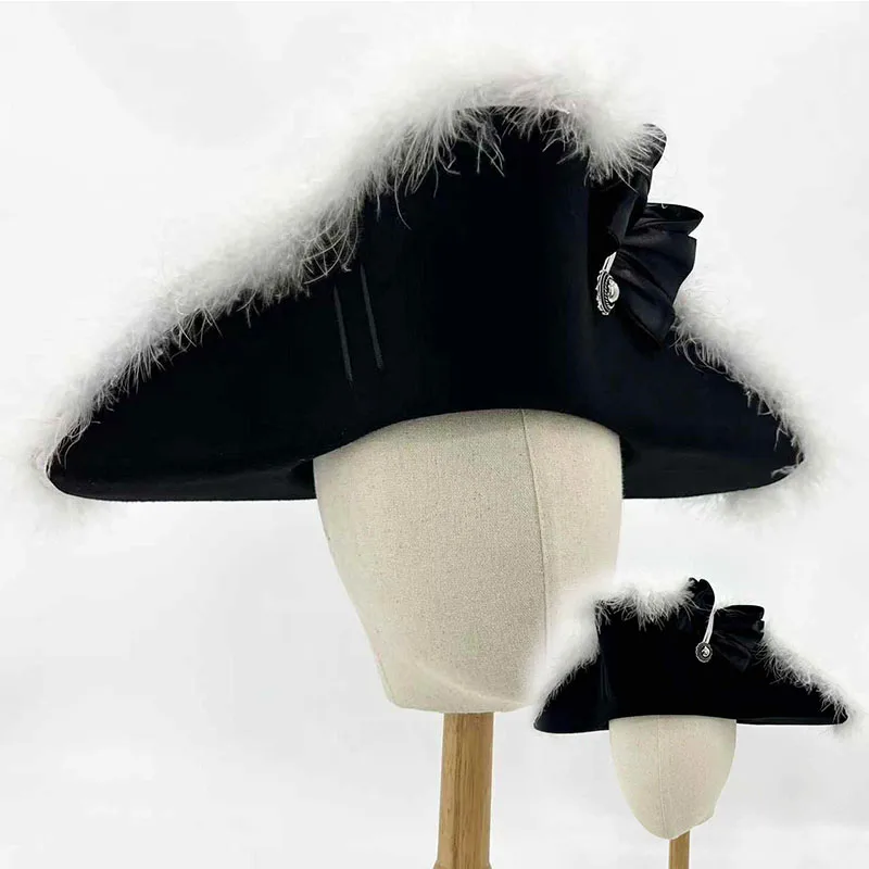 Nuevo Sombrero Tricorne del Siglo XVIII, Sombrero Negro de Federico el Grande, Sombrero de Cosplay Prusiano, Gorra de Tres Puntas, Accesorio Vintage para Adultos