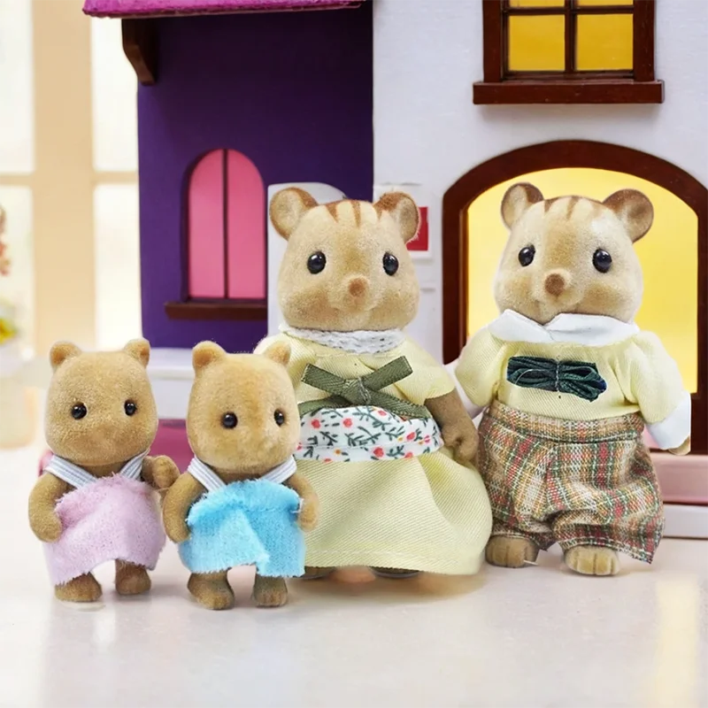 أرنب عيد الفصح عائلات الغابات الحيوان 1:12 مقياس دمية المنمنمات ملحقات أرنب الدب الرنة التظاهر اللعب لفتاة Gif