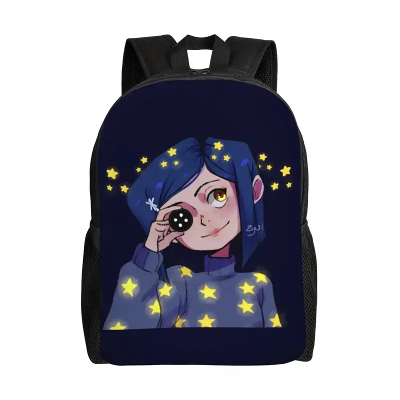 

Custom Coraline Shining Stars Horror Movie Backpack for Men Women School College Student Bookbag Fits 15 Inch Laptop Bags