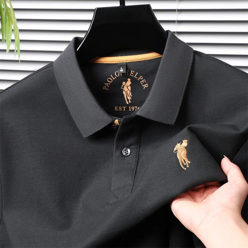

2025 Embroidered Minimalist Trendy Men's Polo Shirt for Autumn and Winter