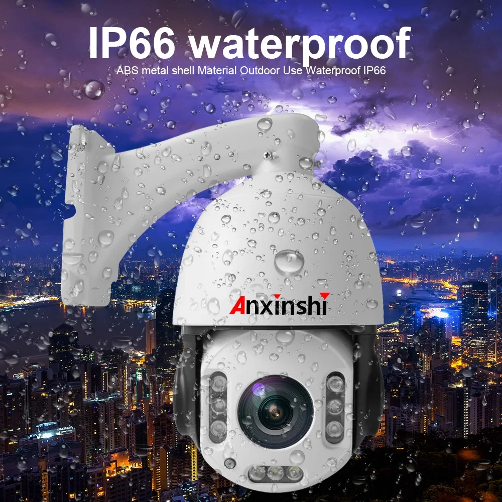Kamera Anxinshi 4K 8MP PTZ PoE dengan Zoom 30x, Model Malam Berwarna, Audio Dua Arah, Kartu SD, Kamera CCTV PoE