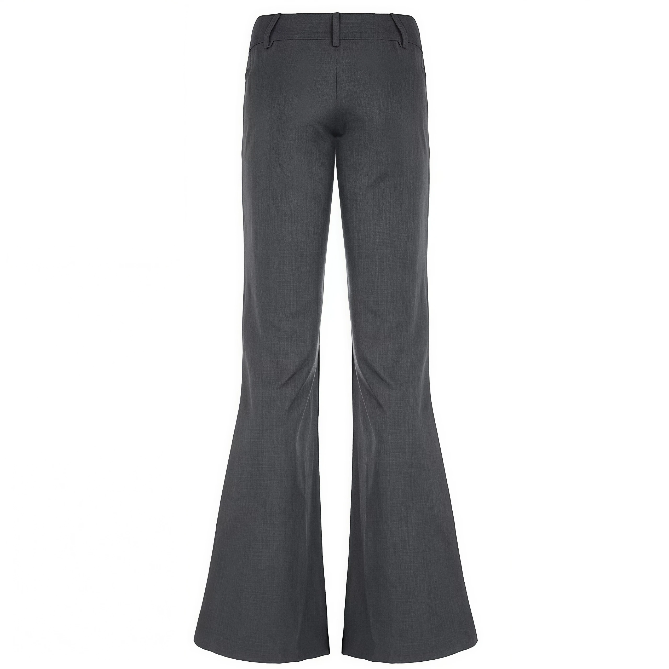 Y2K Retro Low-Rise Geraffte Schlaghose für Damen, Graues Anzugmaterial, Weit Ausgestellte Hose, Vintage Y2K Street Office Casual Lange Hose – Detail 13