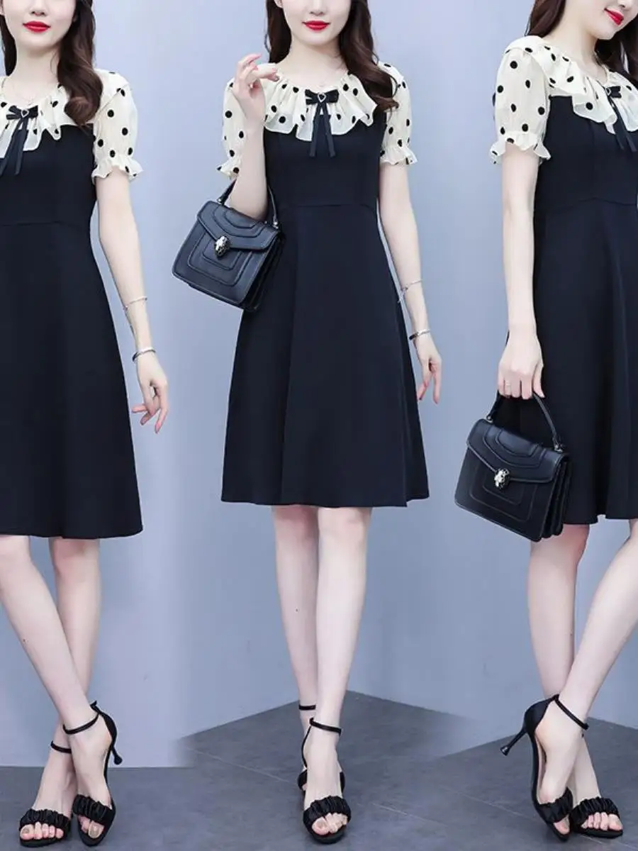 elegant-polka-dot-patchwork-midi-dress-women's-doll-collar-three-piece-set-summer-2024-fashion-high-end-feelanonymous-hero