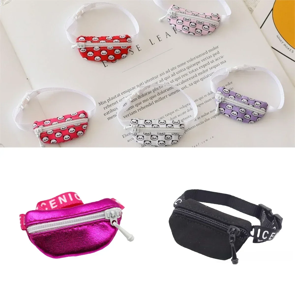 Doll Bag for 17cm Labubu BJD Plush Doll & 1/12 BJD PU Crossbody Bag Doll Accessories Mini Clothes