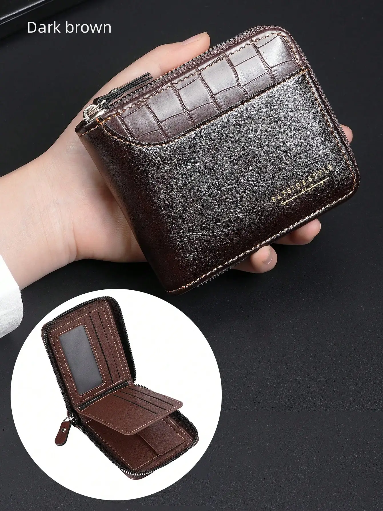 

New Men's Retro Casual Short Zipper Wallet, Multifunctional Card Holder Coin Purse With Multiple Card Slots And Patchwork DesignLarge Capacity Multi-Card Slots,Business Casual Style,Birthday Gift,Graduation Gift,Father's Day Gift