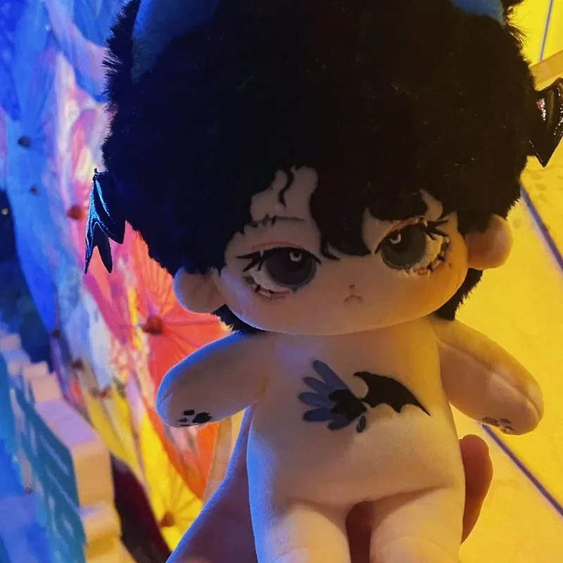 

Новинка без атрибутов, милое животное, голубое ухо, маленький дьявол с крыльями и скелетом, плюшевая кукла, игрушка 20 см, плюшевая игрушка для косплея, подарки