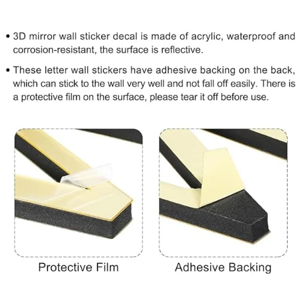 الذهب الإنجليزية رسائل ملصقات جدار جدار الفن الأبجدية 10 سنتيمتر ثلاثية الأبعاد الاكريليك مرآة + إيفا 26 رسائل ملصقات جدار DIY بها بنفسك ديكور المنزل #3