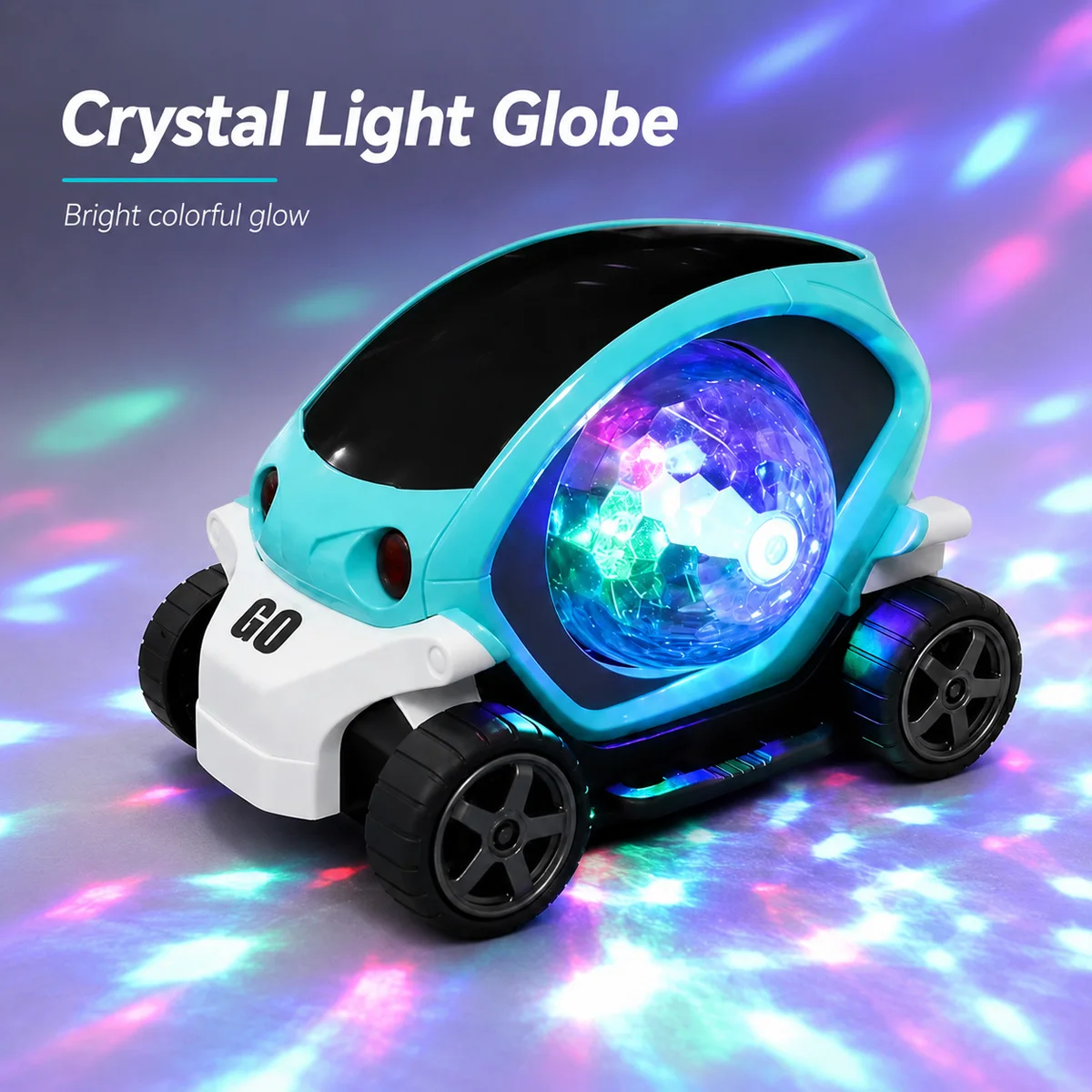1PC Color Crystal Projection Light Electronic Toy Car Rolling Crawling Sensory Vehicle Perfect Birthday Gift children's Toy