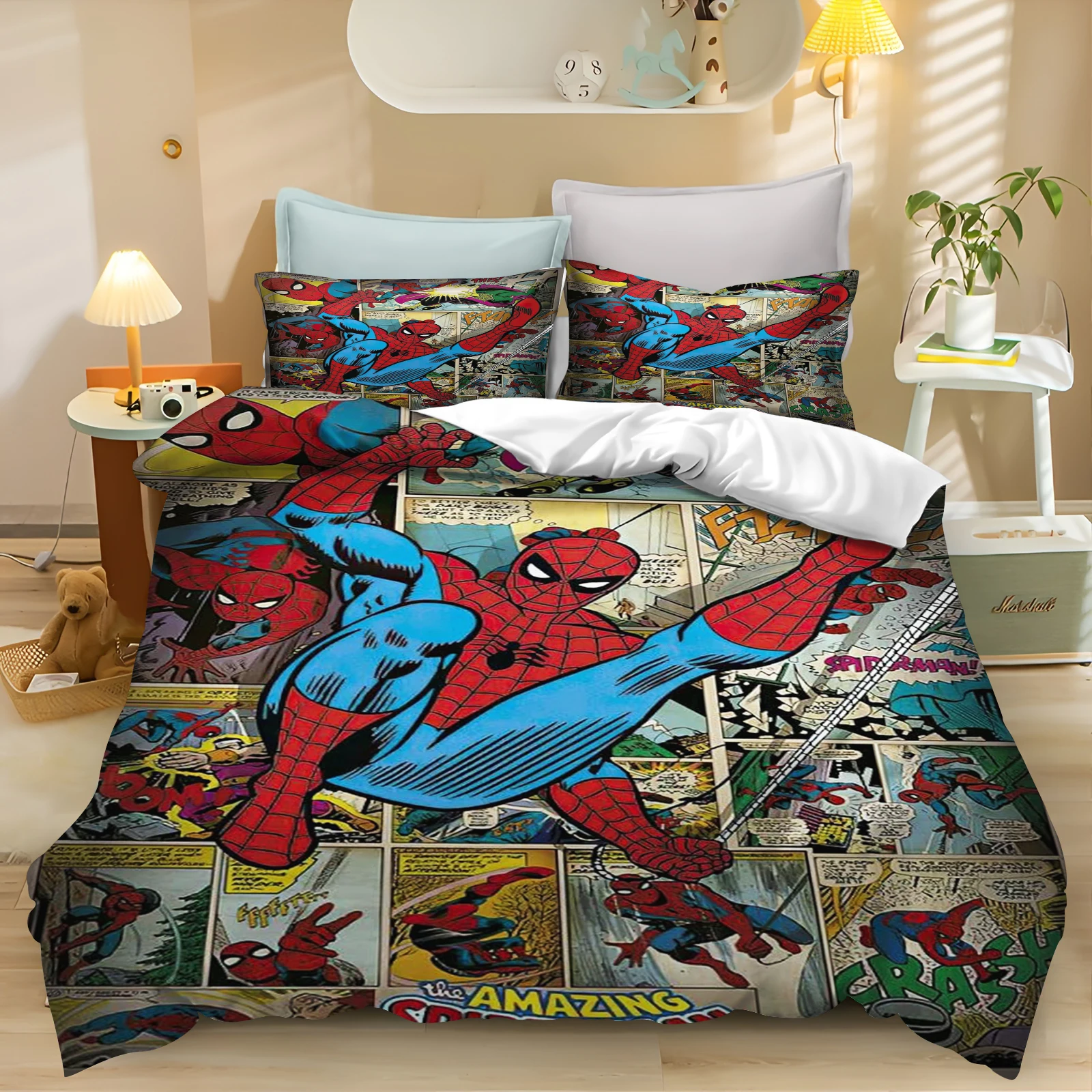 

Spider-Man Cartoon Quilt Cover Anime Marvel Duvet Printed Comforter 100% Polyester Bedding Twin Size children Gift Various Sizes