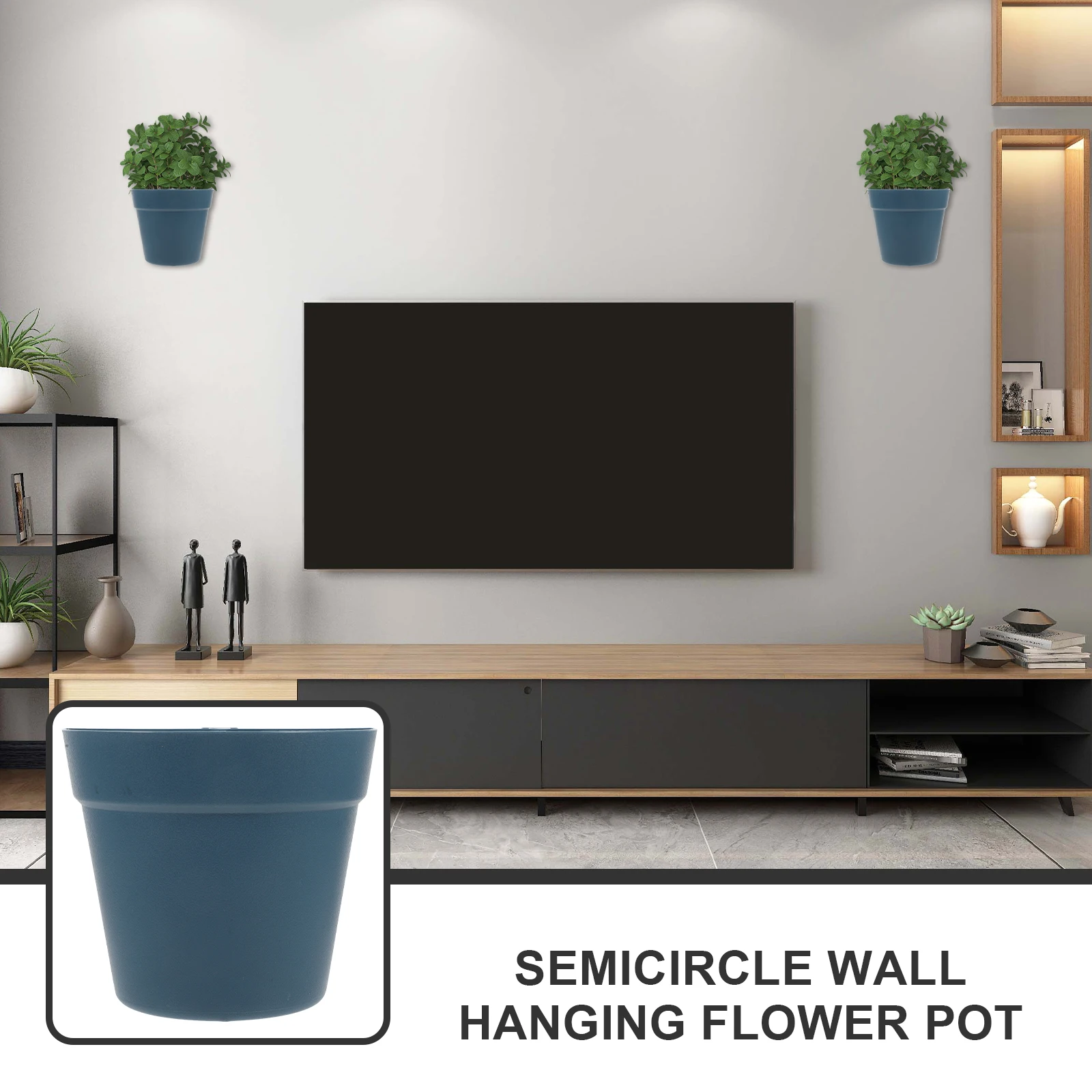 

3pcs Semicircle Wall Hanging Flower Pot Smooth Durable Adhesive Nail No Trace Creative Home Office Decor Decorative Flowerpots