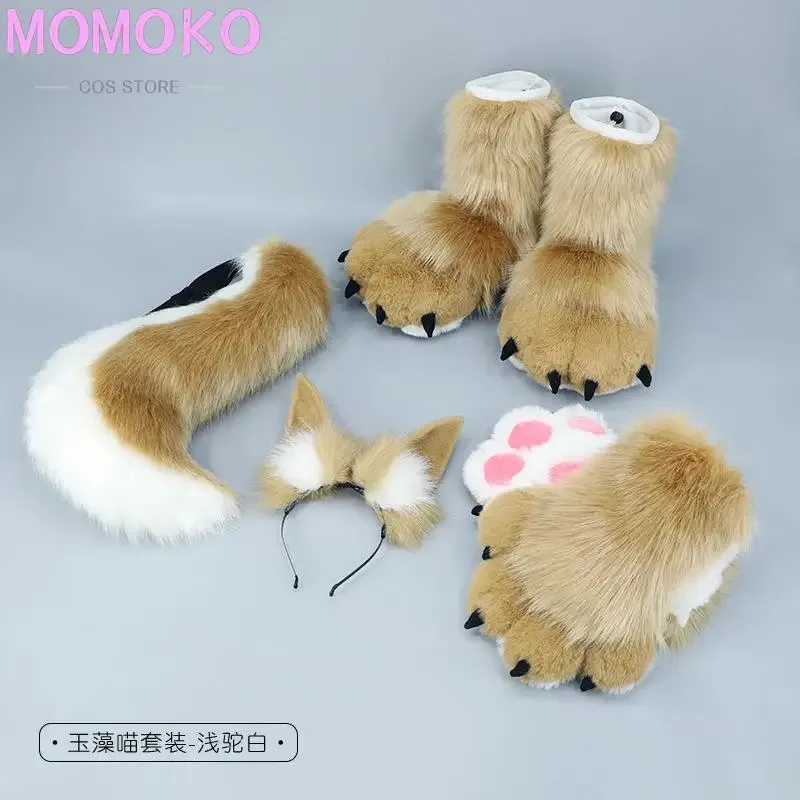 qq38unisex-cosplay-tigre-dessin-anime-animal-patte-forme-peluche-pantoufle-bottes-halloween-mitaines-fourrure-poignets-gants-carnaval-fete