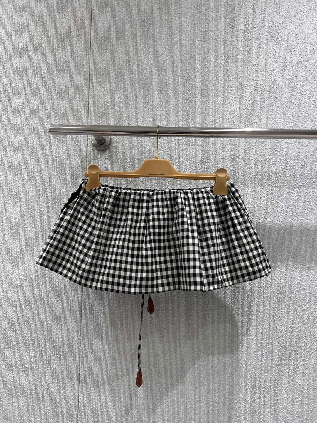 

Retro Bla White Small Plaid Bloomer ort f-length Skirt Faionable Versatile Cotton Casual High Waist Gored Skirt