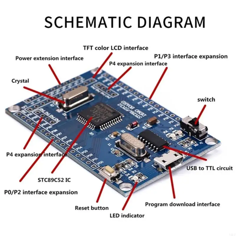 Múltiples interfaces STC89C52 STC51 BLAFBA APRENDIZACIÓN DESARROLLO CORES PARA Proyectos bricolaje