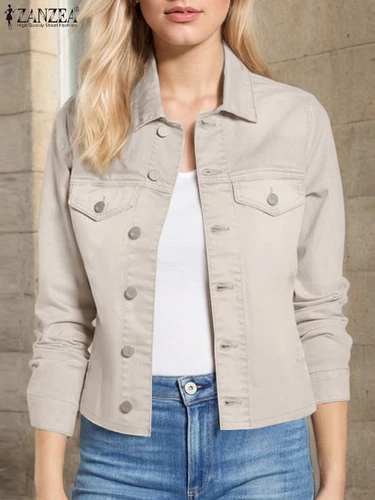 Imagen 2 del producto 2025 ZANZEA chaquetas de otoño para mujer, abrigos con estilo, chaquetas de manga larga con cuello de solapa, prendas de vestir finas sólidas, abrigos de Ropa de Trabajo con botones