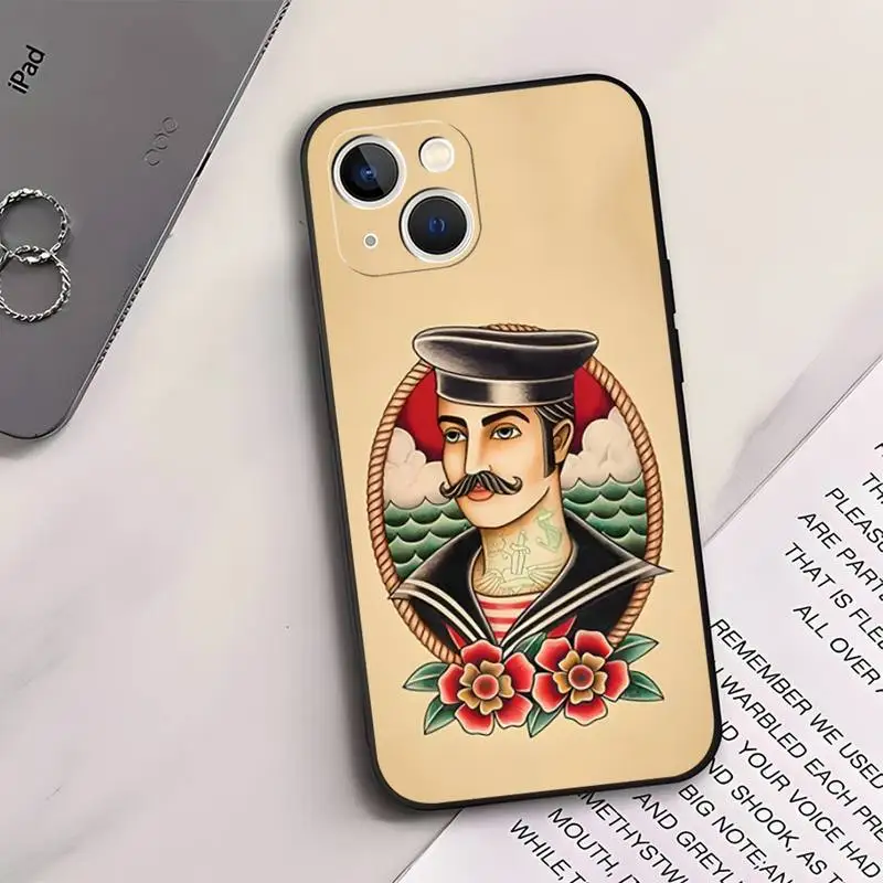 Cool Old School Tattoo Phone Case for Apple IPhone 13 Pro Max 12 11 14 Mini Xs X Xr 7 8 6s Plus Se 2020 Shockproof Back Cover