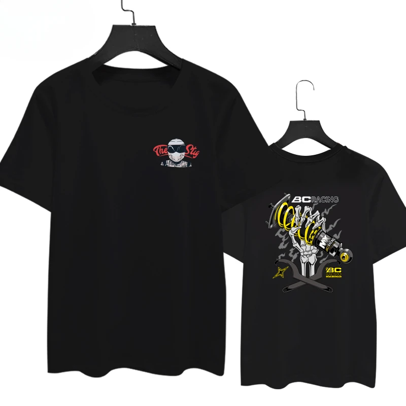 2025 New Car Modified Cultural Shirt BC Racing Skeleton Printed Men's and Women's Same Cotton Short-sleeved T-shirt